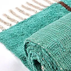 Koberce s dlhým vlasom - Leora Natural Cotton Shaggy (tyrkysová/hnedá)