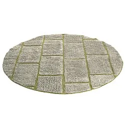 Kruhový koberec - Lindley Natural Cotton Shaggy (šedá/zelená)