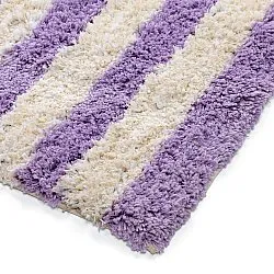 Koberce s dlhým vlasom - Thira Stripe Cotton Shaggy (krém/svetlofialová)