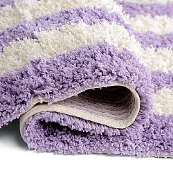 Koberce s dlhým vlasom - Thira Stripe Cotton Shaggy (krém/svetlofialová)