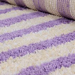 Koberce s dlhým vlasom - Thira Stripe Cotton Shaggy (krém/svetlofialová)