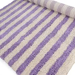 Koberce s dlhým vlasom - Thira Stripe Cotton Shaggy (krém/svetlofialová)