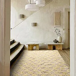 Ryamattor - Methoni Check Cotton Shaggy (creme/ljusgul)