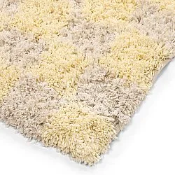 Ryamattor - Methoni Check Cotton Shaggy (creme/ljusgul)