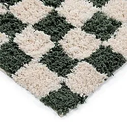 Ryamattor - Methoni Check Cotton Shaggy (creme/grön)