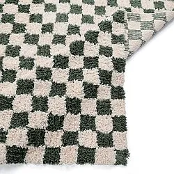 Ryamattor - Methoni Check Cotton Shaggy (creme/grön)