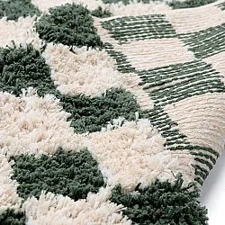 Ryamattor - Methoni Check Cotton Shaggy (creme/grön)