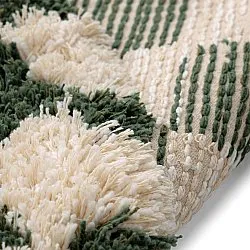 Rund matta - Methoni Check Cotton Shaggy (creme/grön)