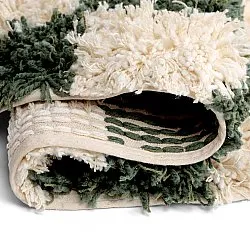 Rund matta - Methoni Check Cotton Shaggy (creme/grön)