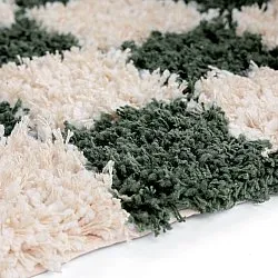 Ryamattor - Methoni Check Cotton Shaggy (creme/grön)