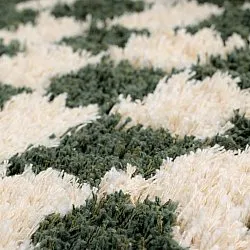 Rund matta - Methoni Check Cotton Shaggy (creme/grön)