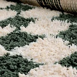 Ryamattor - Methoni Check Cotton Shaggy (creme/grön)