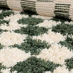Rund matta - Methoni Check Cotton Shaggy (creme/grön)