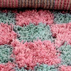 Ryamattor - Methoni Check Cotton Shaggy (ljusblå/ljusrosa)