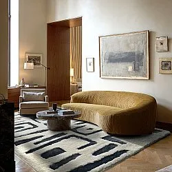 Koberce s dlhým vlasom - Palmyra (biela/námornícka modrá)