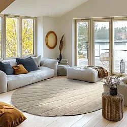 Kolo koberce - Sivia Natural Cotton Shaggy (bege)