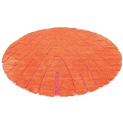 Kolo koberce - Sivia Natural Cotton Shaggy (červená/oranžová)