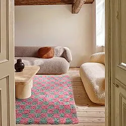 Ryamattor - Methoni Check Cotton Shaggy (ljusblå/ljusrosa)