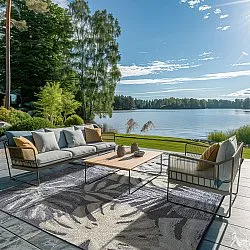 Koberec na vnútorné a vonkajšie použitie - Maui (čierny/multi)