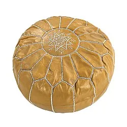 Puf - Marocká koža (žltá/biela)