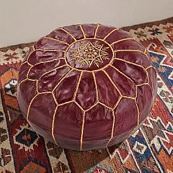 Puf - Marocká kůže (bordó)