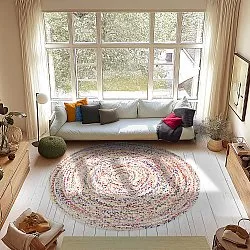 Kruhové koberce - Flätan (biela/multikolórová)