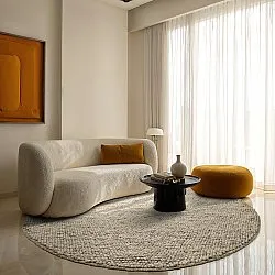 Kruhový koberec - Avafors Wool Bubble (šedý/bežový)