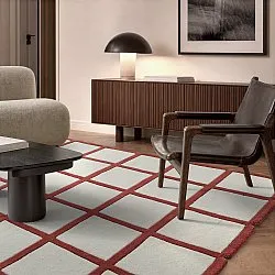 Vlnený koberec - Syl Hand Tufted Wool Premium (červená/biela)