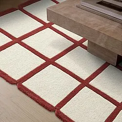 Vlnený koberec - Syl Hand Tufted Wool Premium (červená/biela)