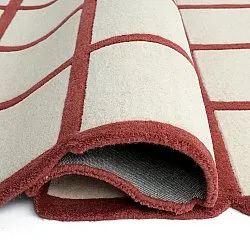 Vlnený koberec - Syl Hand Tufted Wool Premium (červená/biela)