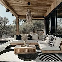 Koberec do interiéru a exteriéru - Aurora (čierna/biela)