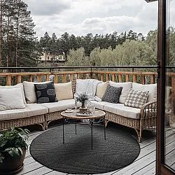Okrúhly koberec - Indoor/Outdoor Bennett (čierna)