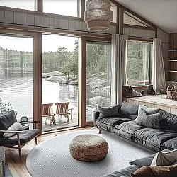 Kruhový koberec - Tromsø (modrý)