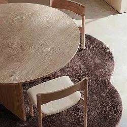 Vågig Rund Matta - Aranga Super Soft Fur (mörkbrun)