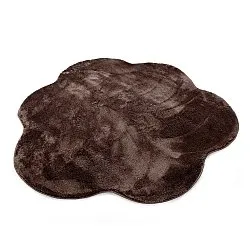 Vågig Rund Matta - Aranga Super Soft Fur (mörkbrun)
