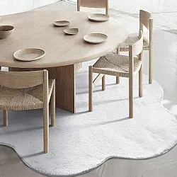 Vågig Rund Matta - Aranga Super Soft Fur (vit)