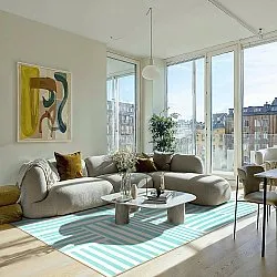 Koberec Wilton - Joma (tyrkysová/biela)