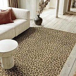 Polooválny koberec WiltonLeopard (hnedý)