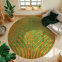 Kruhový koberec - Zebra (zelená/oranžová)