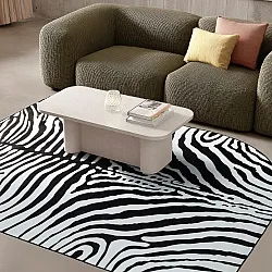 Polooválny koberec Wilton - Zebra (čierna/biela)