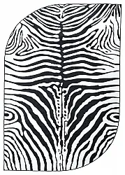 Polooválny koberec Wilton - Zebra (čierna/biela)