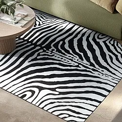 Polooválny koberec Wilton - Zebra (čierna/biela)