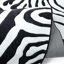 Polooválny koberec Wilton - Zebra (čierna/biela)