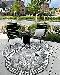 Kruhové koberce - Marrakech (kruhový) (čierna/biela/sivá)