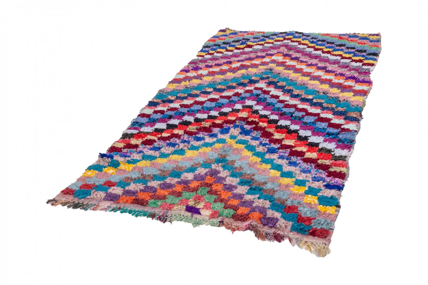 Marockansk Boucherouite-matta 245 x 125 cm