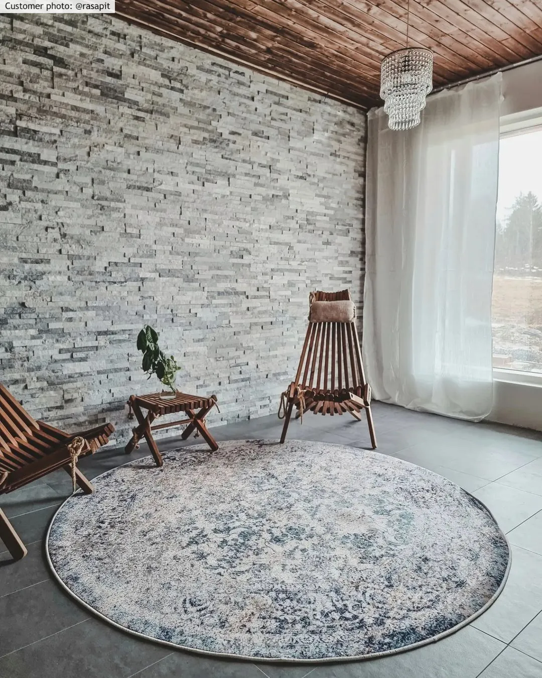 Kruhový koberec - Denizli (modrý)