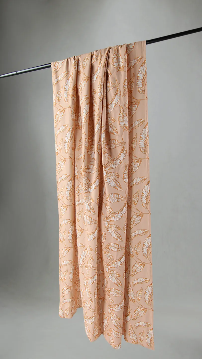 Záclony - Bavlnená záclona - Leaves (oranžová)