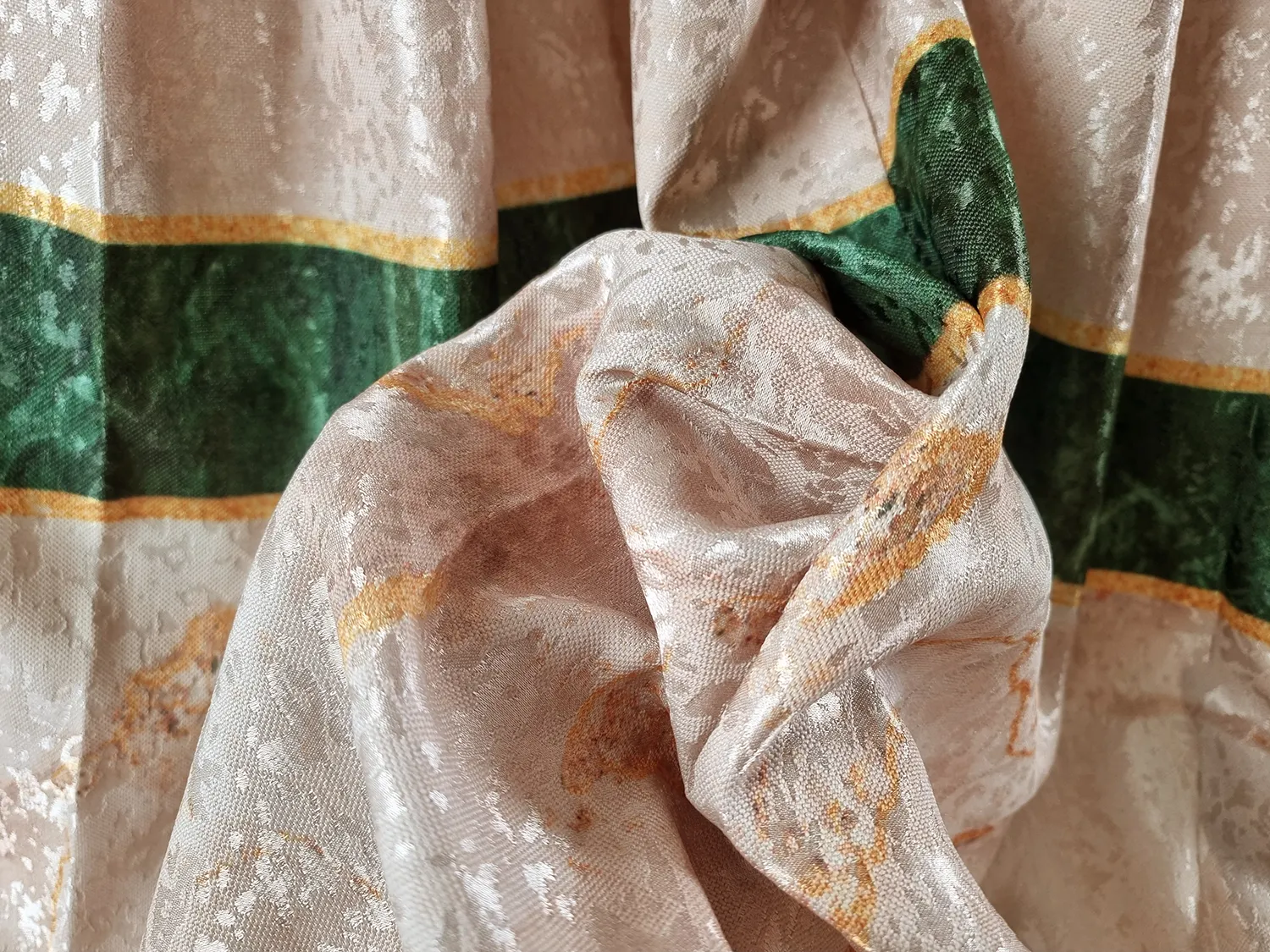 Záclona - Padova (zelená/biela/zlatá)