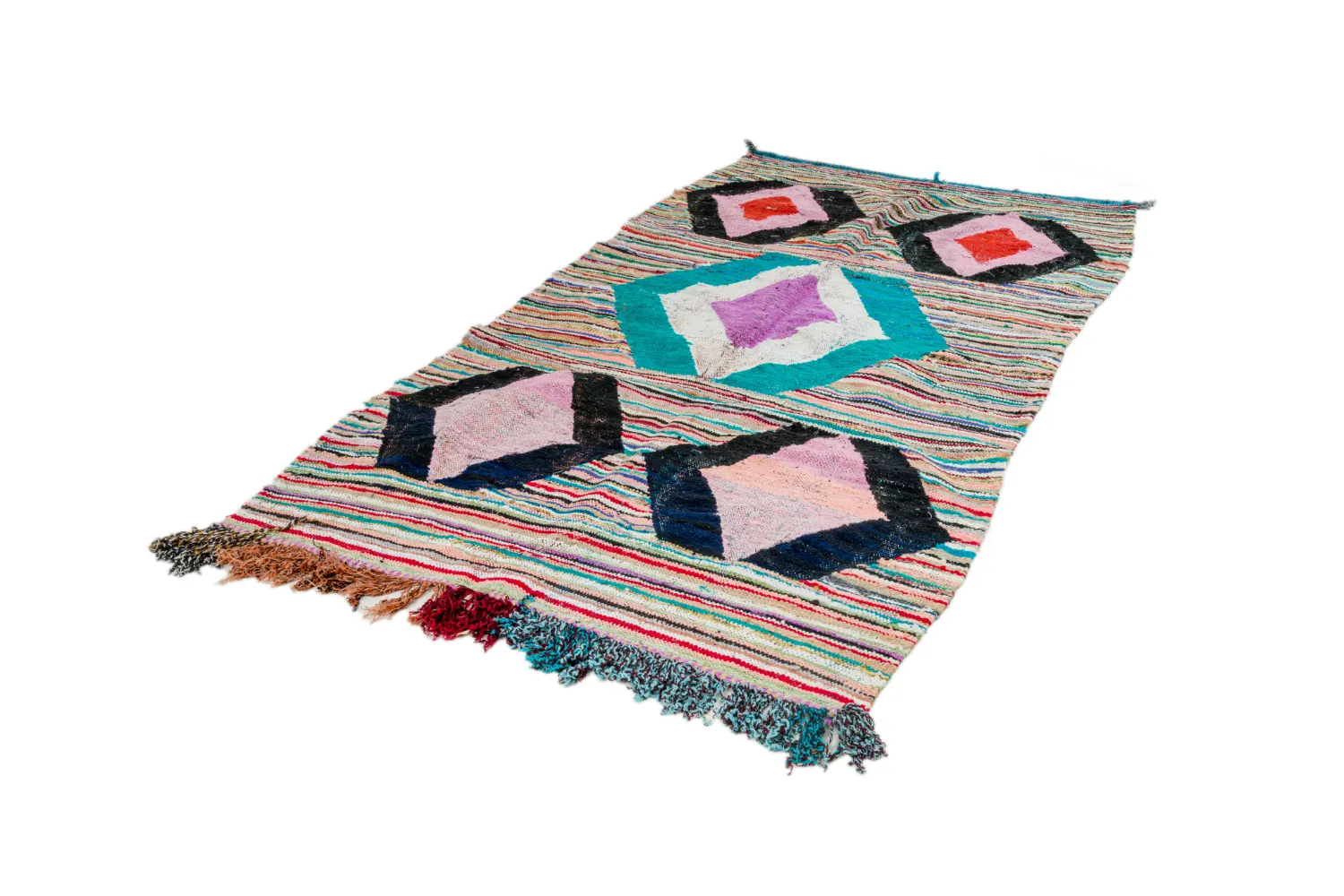 Koberec Berbere Marocký Boucherouite 140 x 255 cm