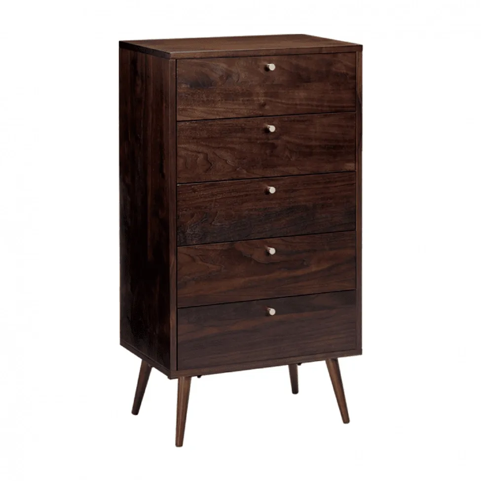 Byrå - Prime - 5 lådor (valnöt/mässing)